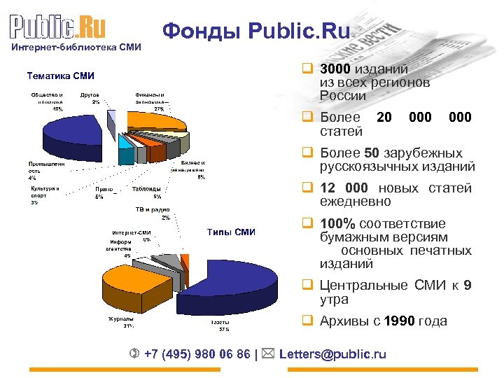 Интернет-библиотека СМИ Фонды Public. Ru q 3000 изданий из всех регионов России q Более