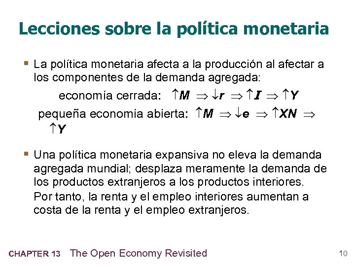 Lecciones sobre la política monetaria § La política monetaria afecta a la producción al