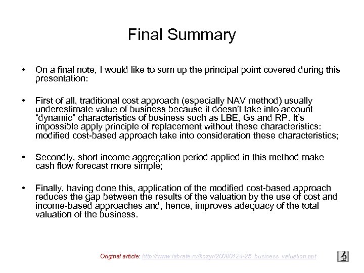 Final Summary • On a final note, I would like to sum up the