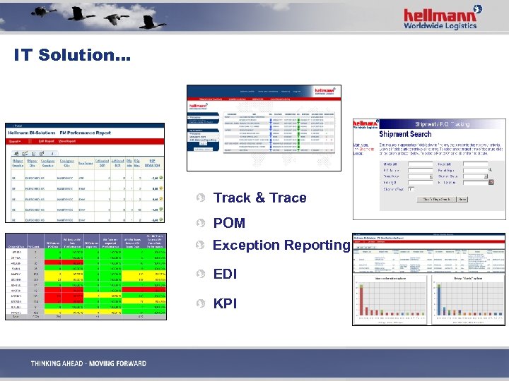 IT Solution… Track & Trace POM Exception Reporting EDI KPI 