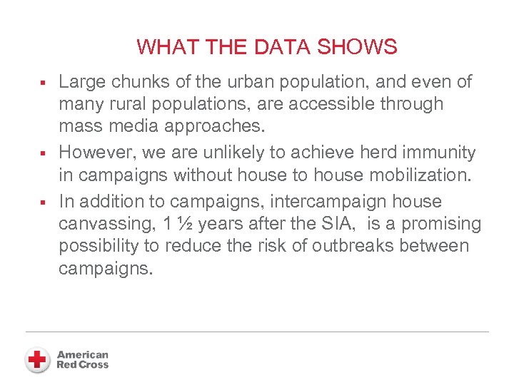 WHAT THE DATA SHOWS § § § Large chunks of the urban population, and