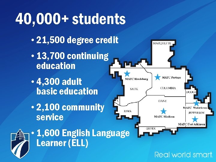 40, 000+ students • 21, 500 degree credit • 13, 700 continuing education •