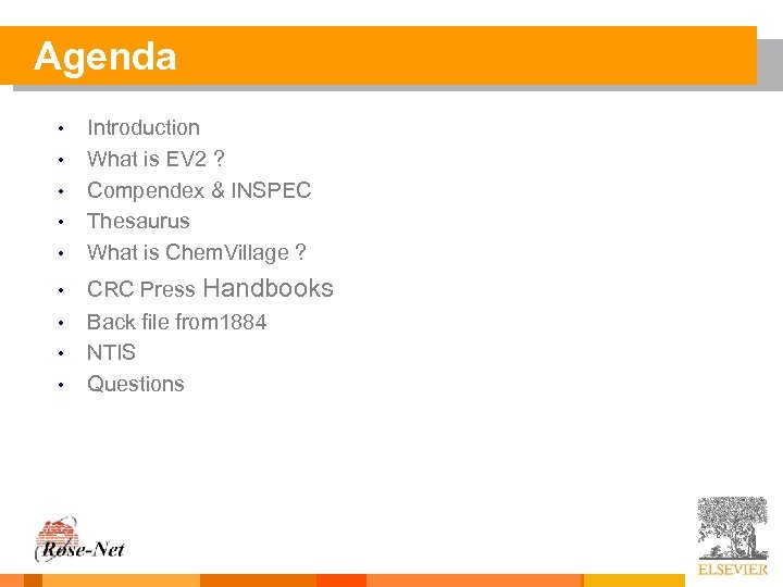 Agenda • • • Introduction What is EV 2 ? Compendex & INSPEC Thesaurus