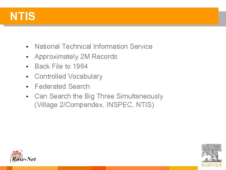 NTIS • • • National Technical Information Service Approximately 2 M Records Back File