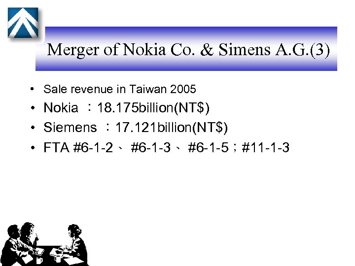 Merger of Nokia Co. & Simens A. G. (3) • Sale revenue in Taiwan