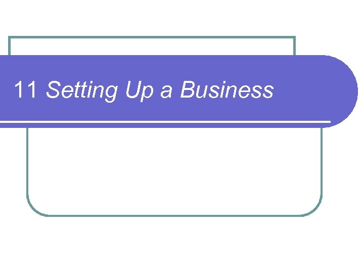 11 Setting Up a Business 