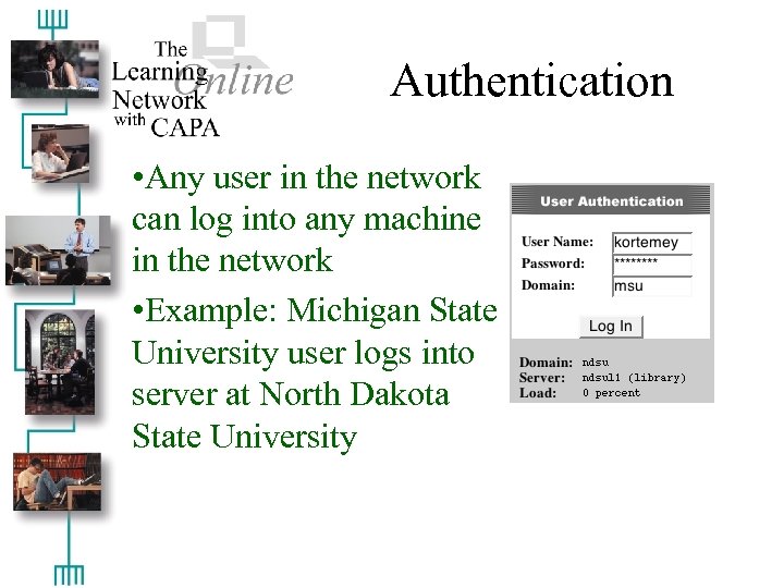 Authentication • Any user in the network can log into any machine in the