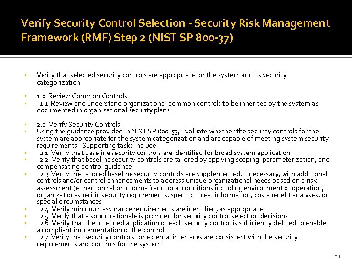 Verify Security Control Selection - Security Risk Management Framework (RMF) Step 2 (NIST SP