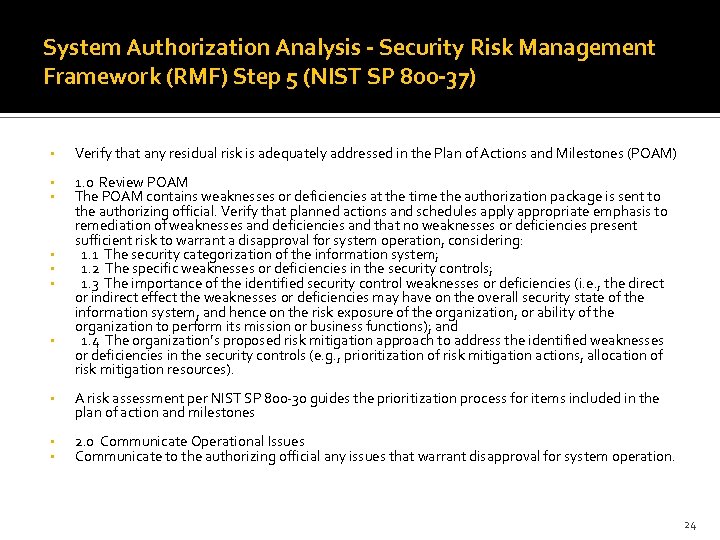 System Authorization Analysis - Security Risk Management Framework (RMF) Step 5 (NIST SP 800