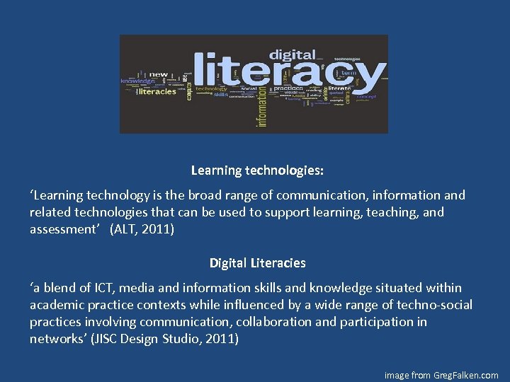 Learning technologies: ‘Learning technology is the broad range of communication, information and related technologies