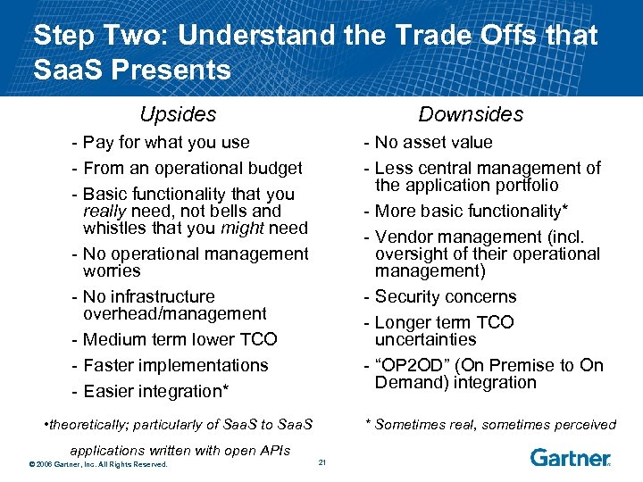 Step Two: Understand the Trade Offs that Saa. S Presents Upsides Downsides - Pay