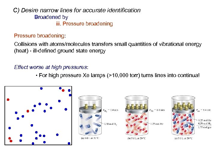 C) Desire narrow lines for accurate identification Broadened by iii. Pressure broadening: Collisions with