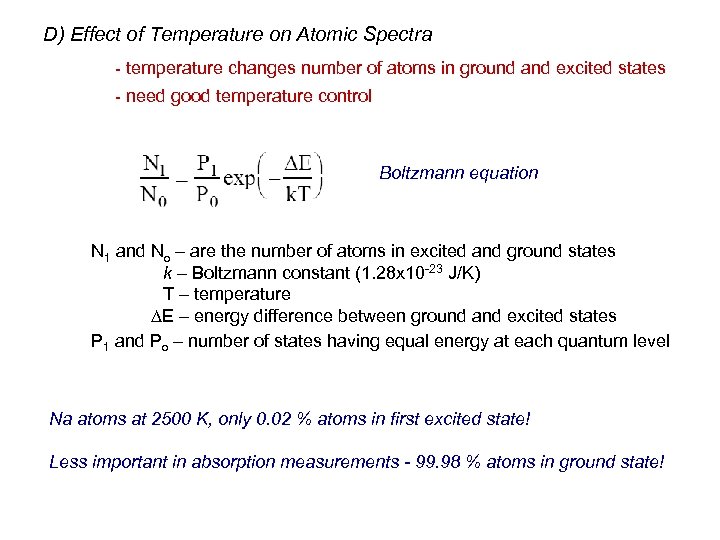 D) Effect of Temperature on Atomic Spectra - temperature changes number of atoms in