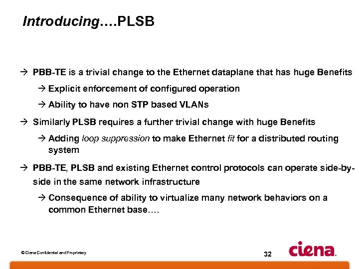 Introducing…. PLSB à PBB-TE is a trivial change to the Ethernet dataplane that has