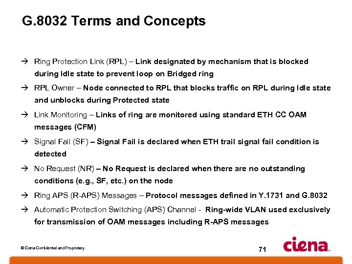 G. 8032 Terms and Concepts à Ring Protection Link (RPL) – Link designated by