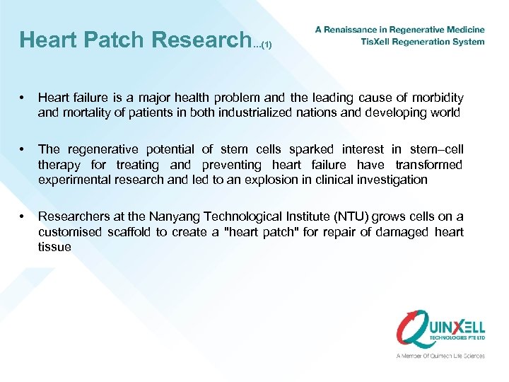 Heart Patch Research …(1) • Heart failure is a major health problem and the