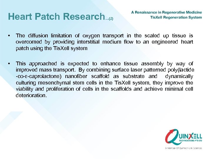 Heart Patch Research …(2) • The diffusion limitation of oxygen transport in the scaled
