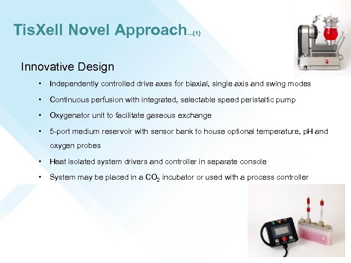 Tis. Xell Novel Approach …(1) Innovative Design • Independently controlled drive axes for biaxial,