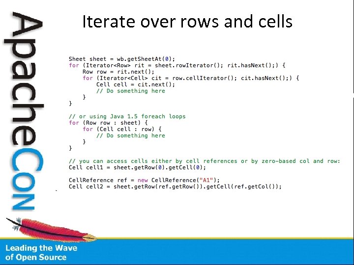 Iterate over rows and cells 