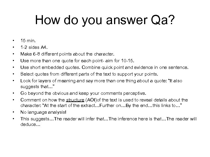 How do you answer Qa? • • • 15 min. 1 -2 sides A