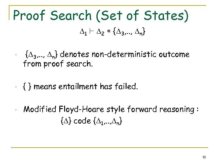 Proof Search (Set of States) 1 ` 2 { 3, . . , n}