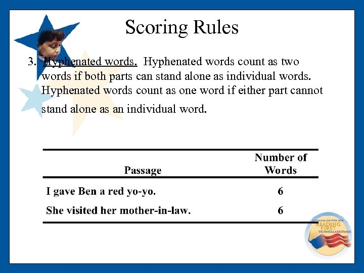 Scoring Rules 3. Hyphenated words count as two words if both parts can stand
