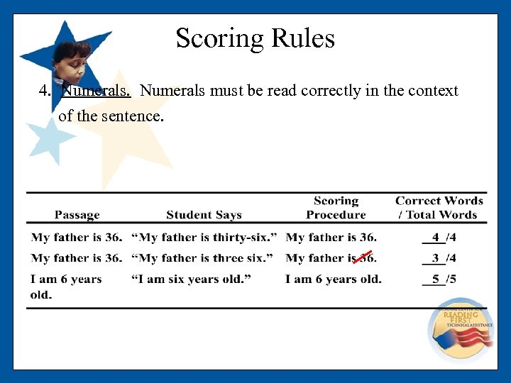 Scoring Rules 4. Numerals must be read correctly in the context of the sentence.