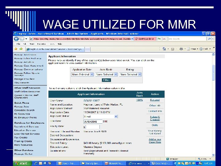 WAGE UTILIZED FOR MMR 16 