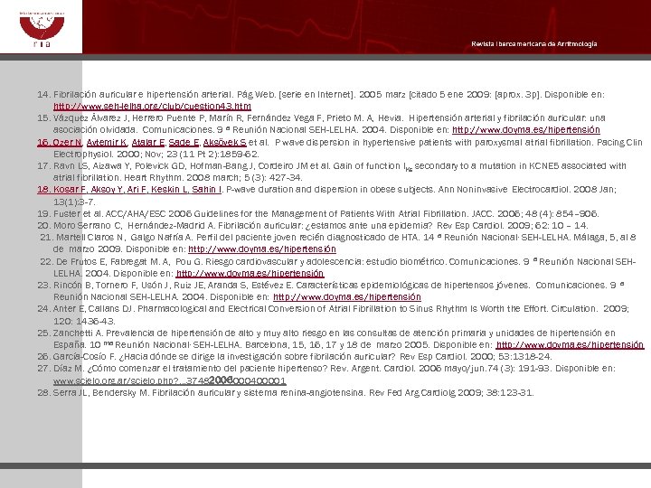 14. Fibrilación auricular e hipertensión arterial. Pág Web. [serie en Internet]. 2005 marz [citado