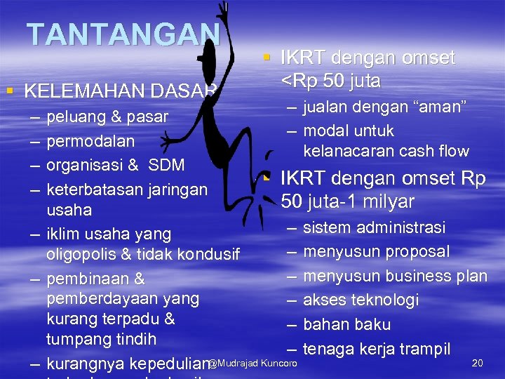 TANTANGAN § KELEMAHAN DASAR – – § IKRT dengan omset <Rp 50 juta –