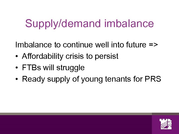 Supply/demand imbalance Imbalance to continue well into future => • Affordability crisis to persist