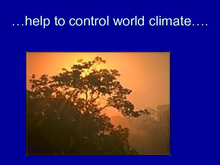 …help to control world climate…. 
