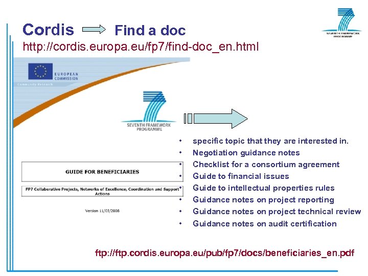 Сordis Find a doc http: //cordis. europa. eu/fp 7/find-doc_en. html • • specific topic