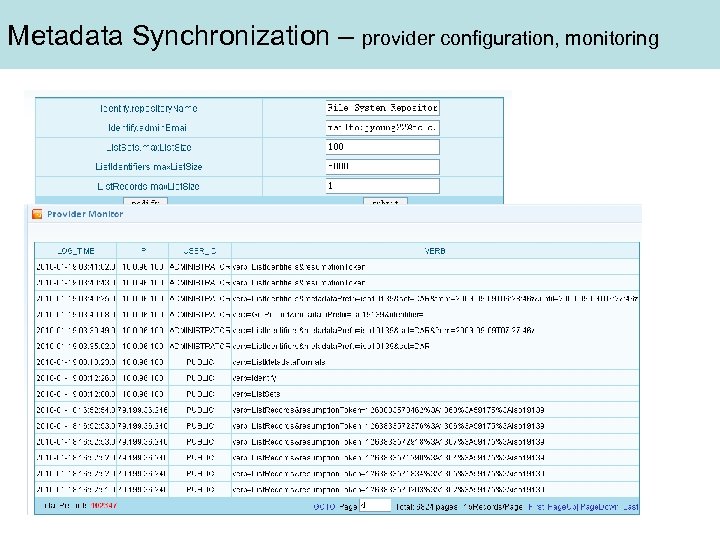 Metadata Synchronization – provider configuration, monitoring 