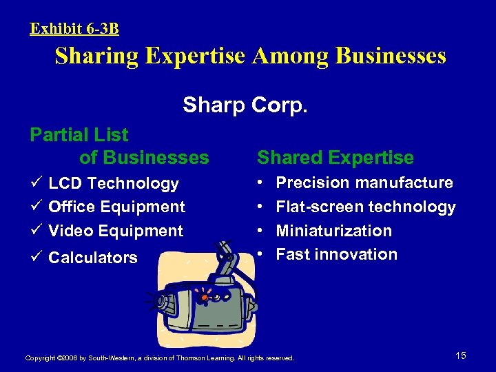 Exhibit 6 -3 B Sharing Expertise Among Businesses Sharp Corp. Partial List of Businesses