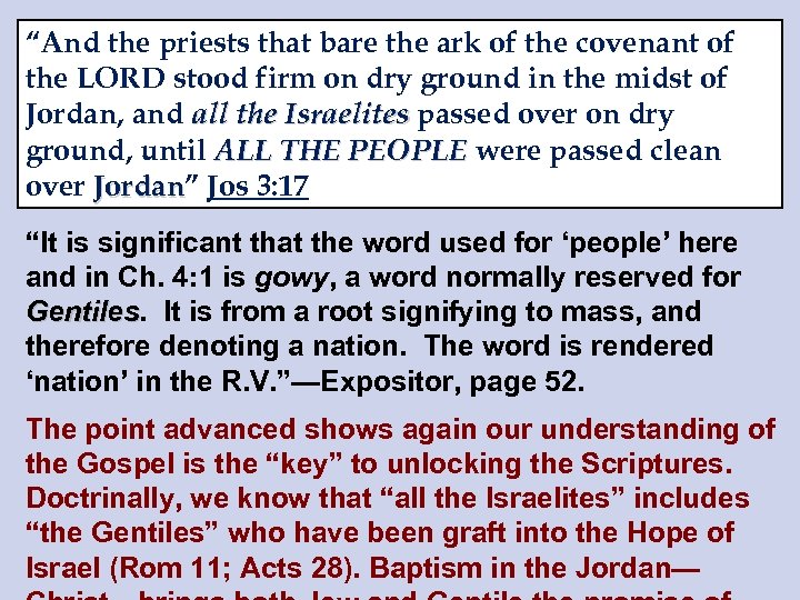 “And the priests that bare the ark of the covenant of the LORD stood