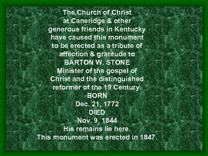 The Church of Christ at Caneridge & other generous friends in Kentucky have caused