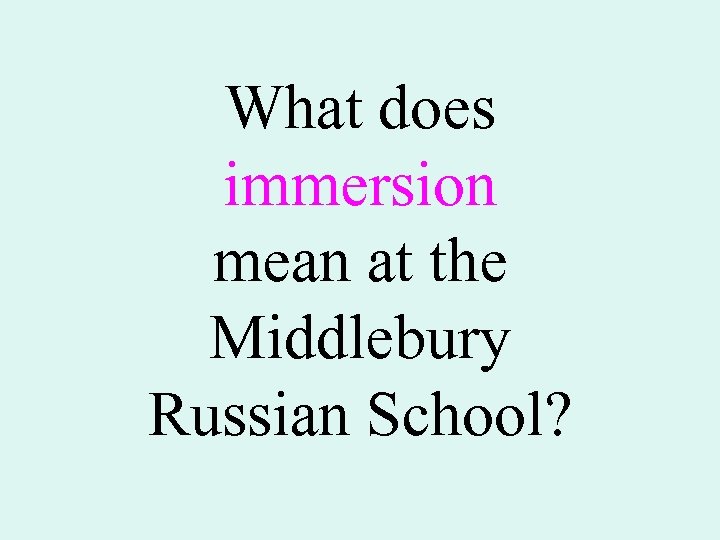 What does immersion mean at the Middlebury Russian School? 