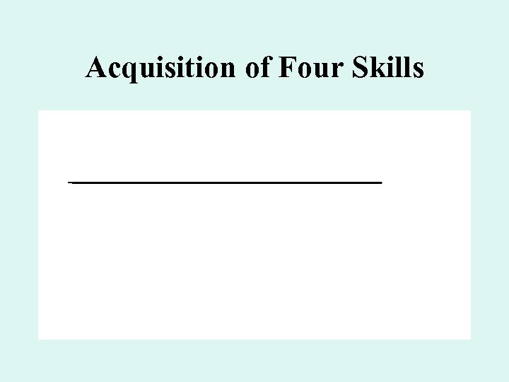 Acquisition of Four Skills 