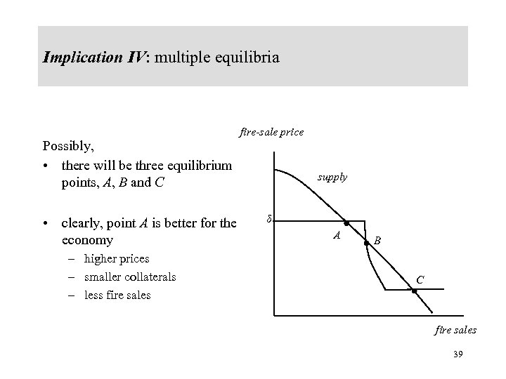 Implication IV: multiple equilibria Possibly, • there will be three equilibrium points, A, B