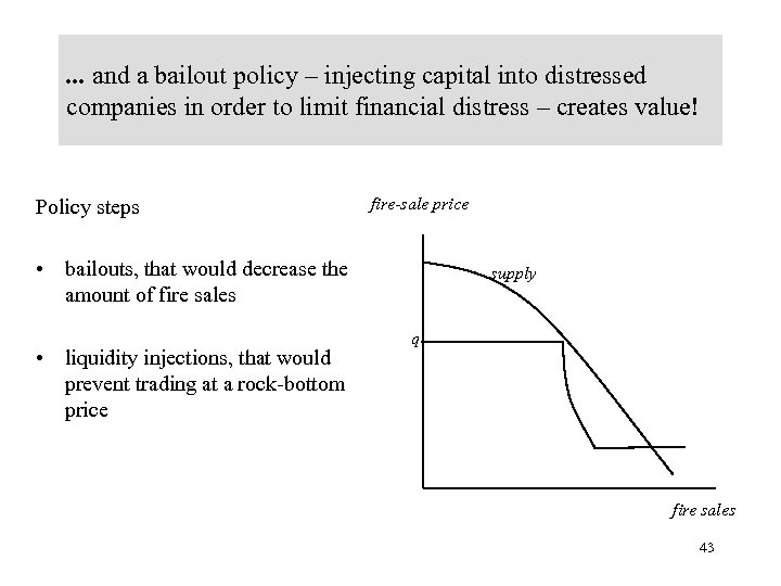 . . . and a bailout policy – injecting capital into distressed companies in