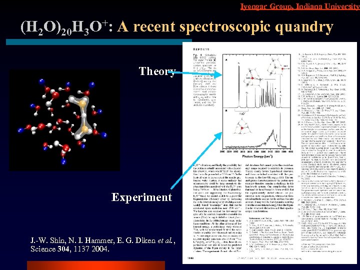 Iyengar Group, Indiana University (H 2 O)20 H 3 O+: A recent spectroscopic quandry