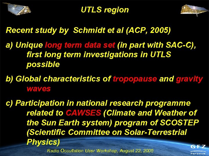 UTLS region Recent study by Schmidt et al (ACP, 2005) a) Unique long term