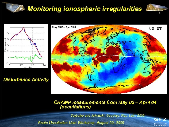 Monitoring ionospheric irregularities . Disturbance Activity CHAMP measurements from May 02 – April 04