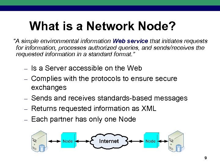 What is a Network Node? “A simple environmental information Web service that initiates requests