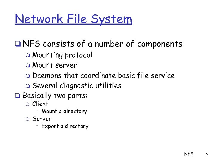 Sharing Unix File Systems Q Nfs Network File