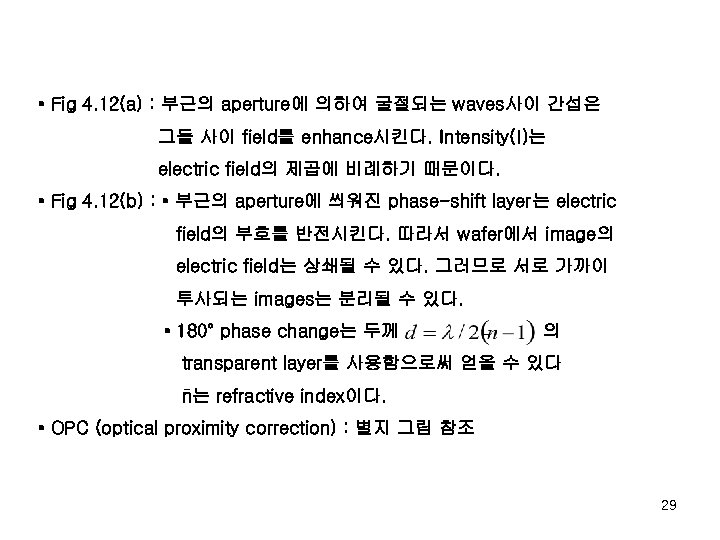  • Fig 4. 12(a) : 부근의 aperture에 의하여 굴절되는 waves사이 간섭은 그들 사이