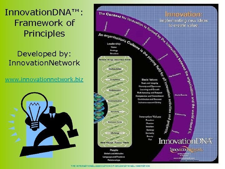 Innovation. DNA™: Framework of Principles Developed by: Innovation. Network www. innovationnetwork. biz THE INTERNATIONAL