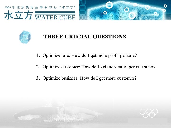 THREE CRUCIAL QUESTIONS 1. Optimize sale: How do I get more profit per sale?