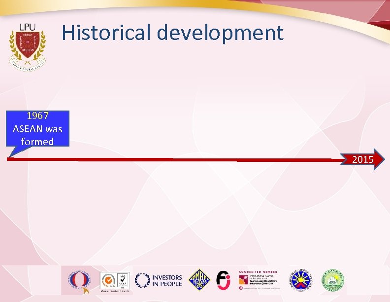 Historical development 1967 ASEAN was formed 2015 